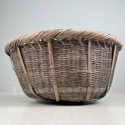 Traditional Bamboo Harvest Basket, Japan, 1940s.