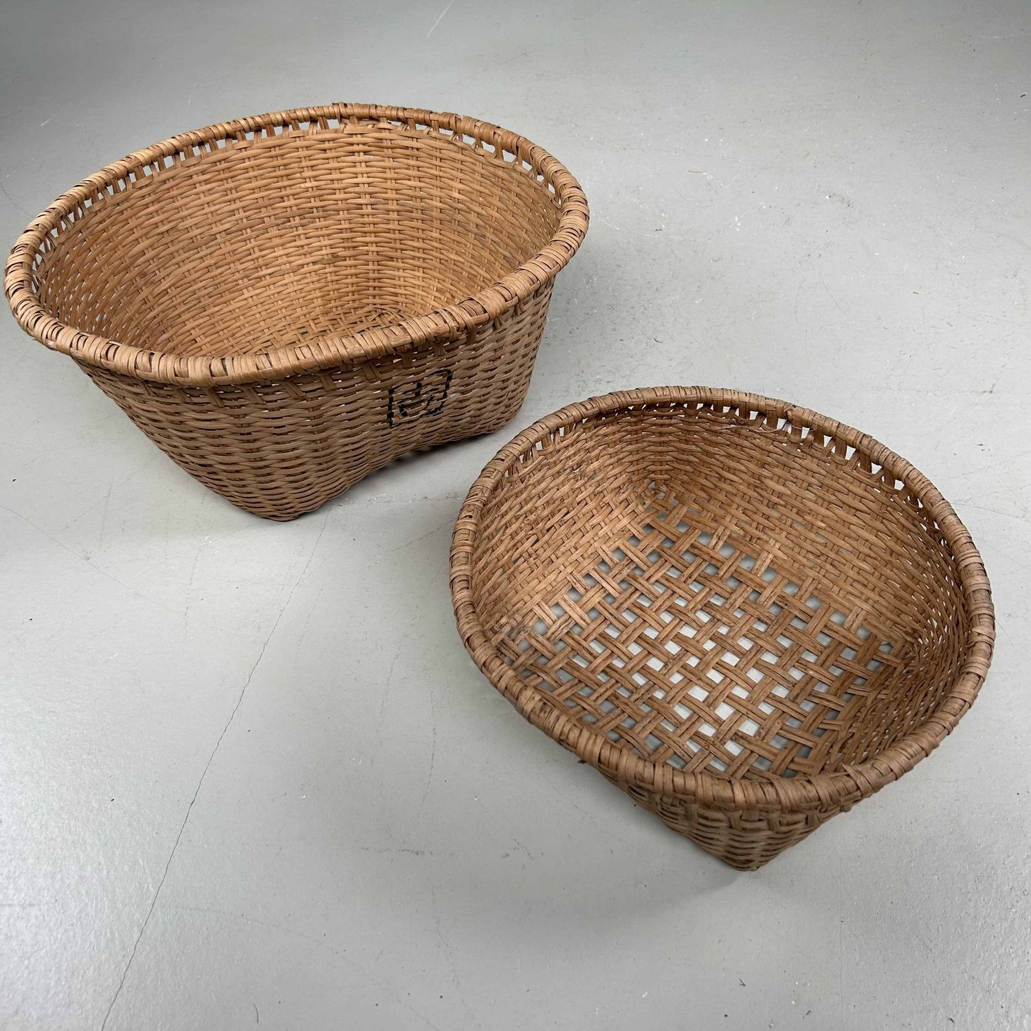 Set Hand Gevlochten Rieten Manden, Shōwa-periode, Japan.