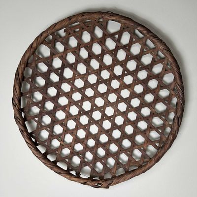 Japanese Hand-Woven Bamboo Harvest Basket, Taishō Period.