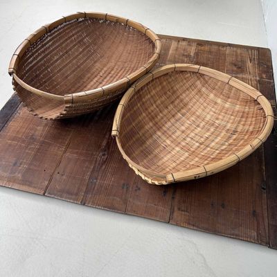 Set Japanse Kago Zaru Droogmanden, Bamboe, Shōwa periode.