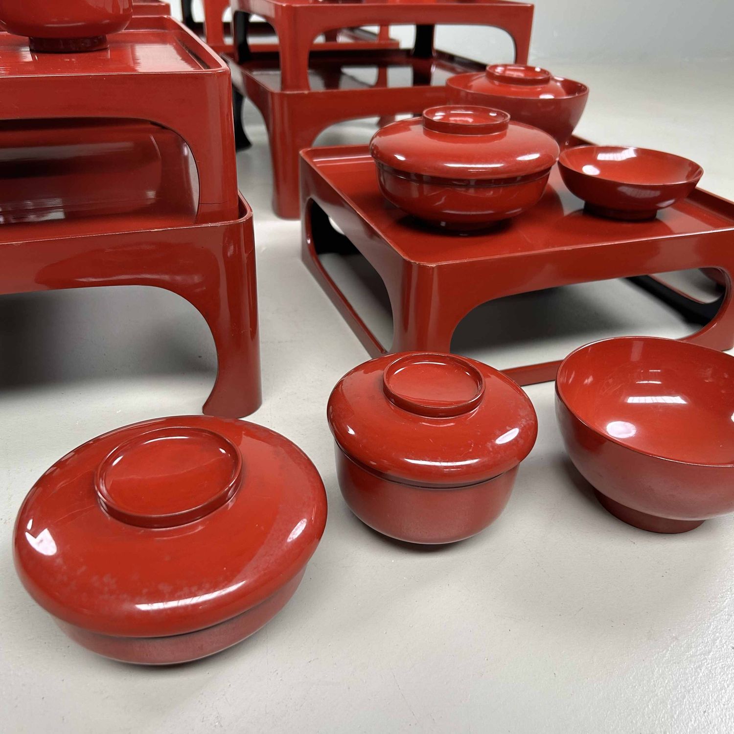 Antieke Ceremoniële Set Urushi Lakwerk, Taishō-periode, Japan.