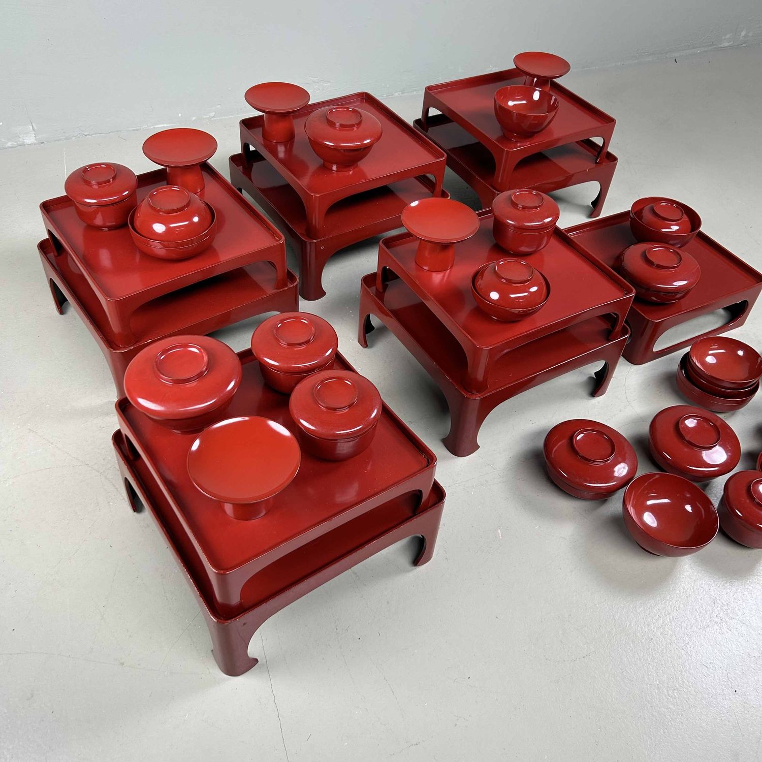 Antieke Ceremoniële Set Urushi Lakwerk, Taishō-periode, Japan.