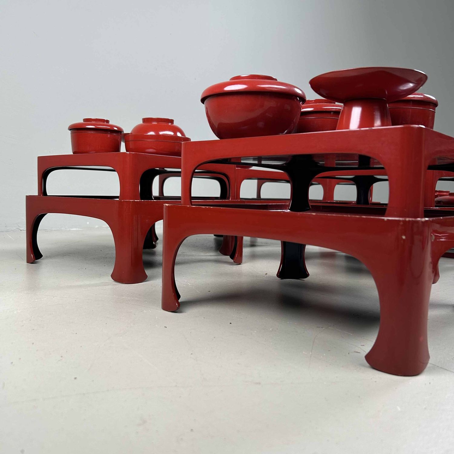 Antieke Ceremoniële Set Urushi Lakwerk, Taishō-periode, Japan.