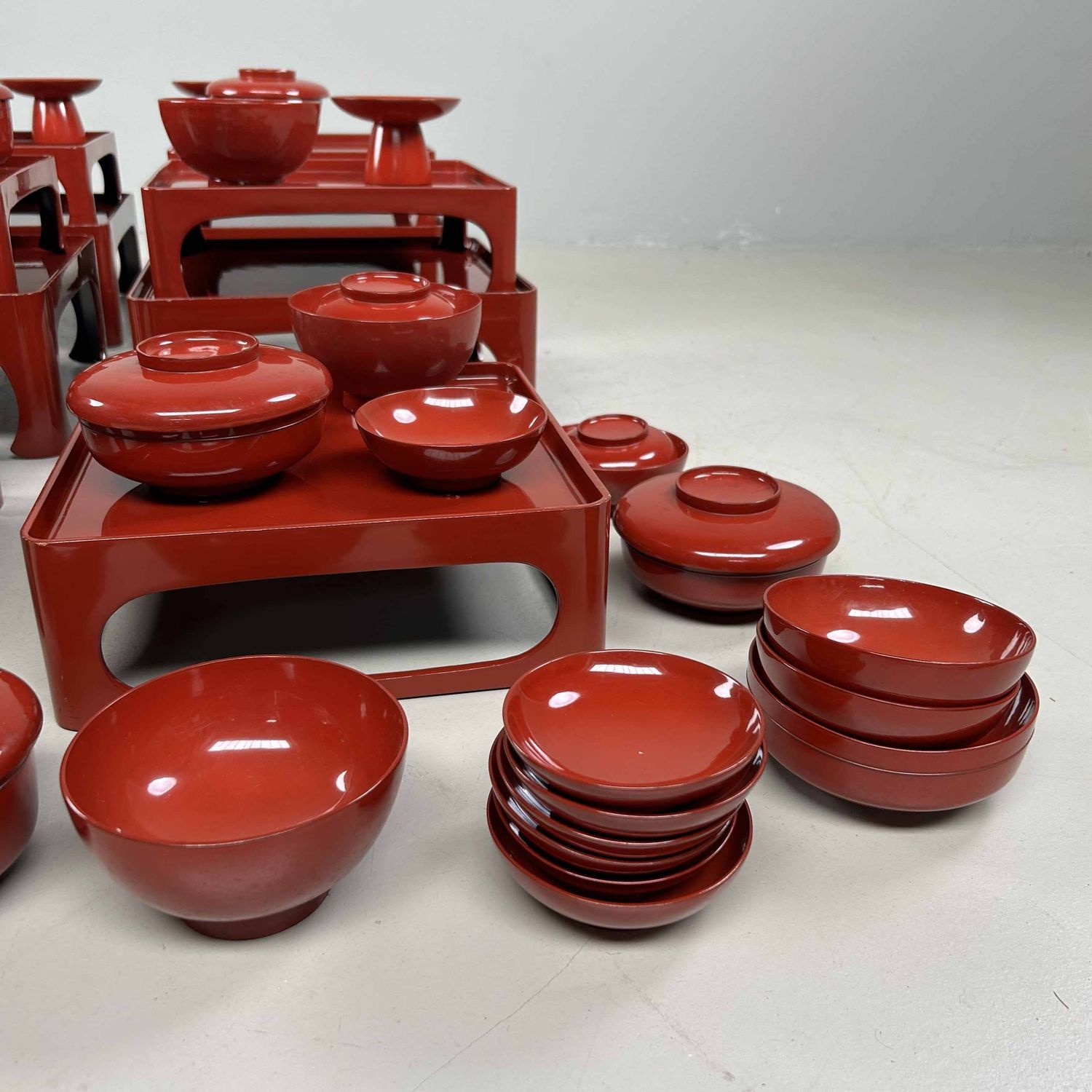 Antieke Ceremoniële Set Urushi Lakwerk, Taishō-periode, Japan.