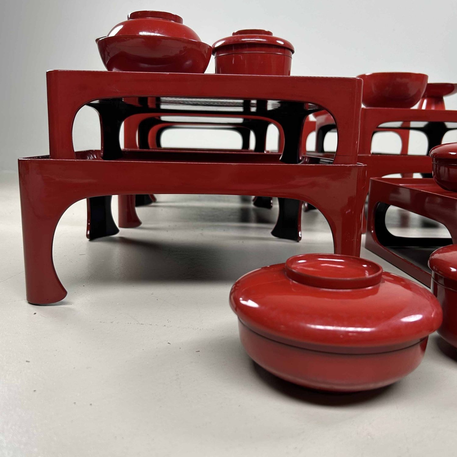 Antieke Ceremoniële Set Urushi Lakwerk, Taishō-periode, Japan.