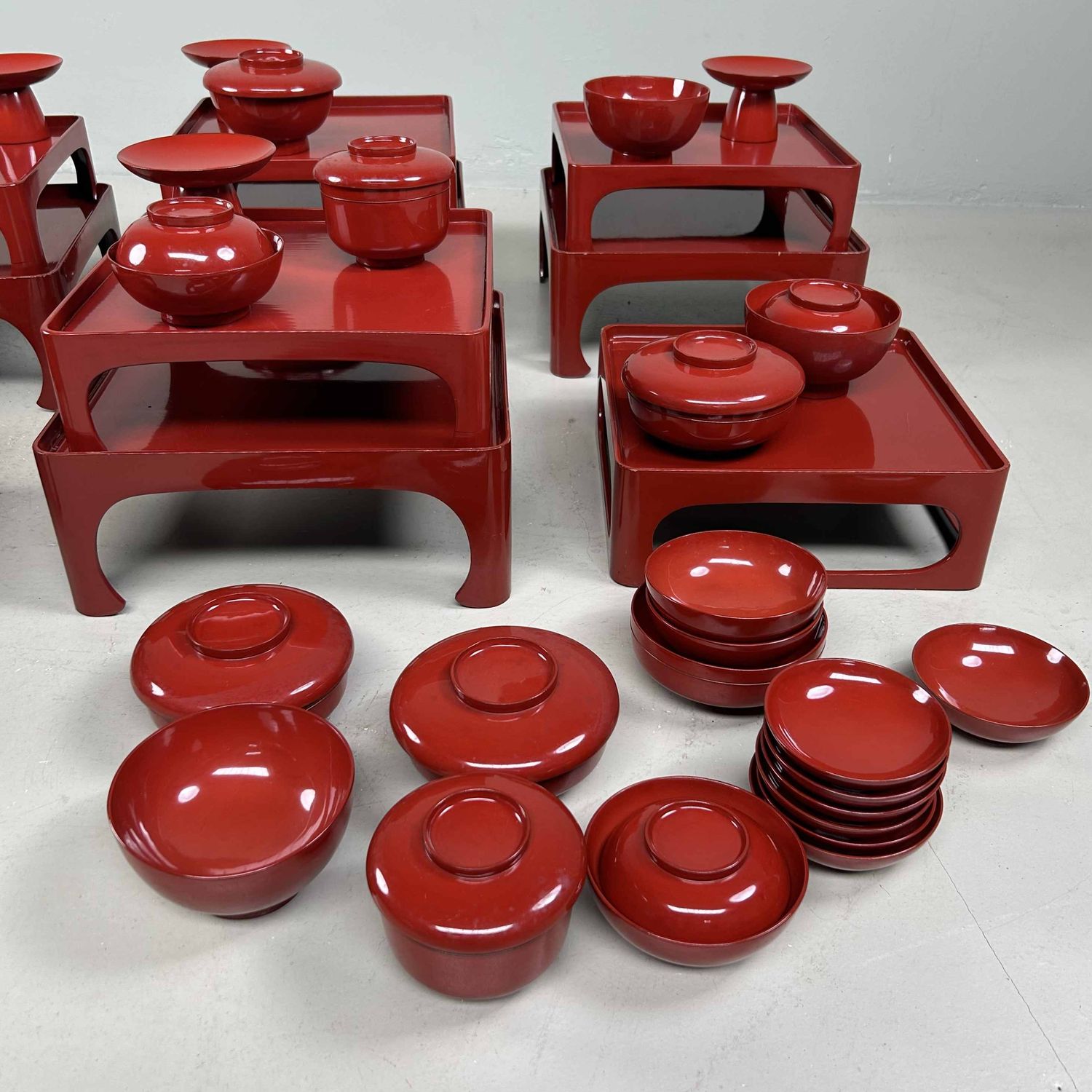 Antieke Ceremoniële Set Urushi Lakwerk, Taishō-periode, Japan.