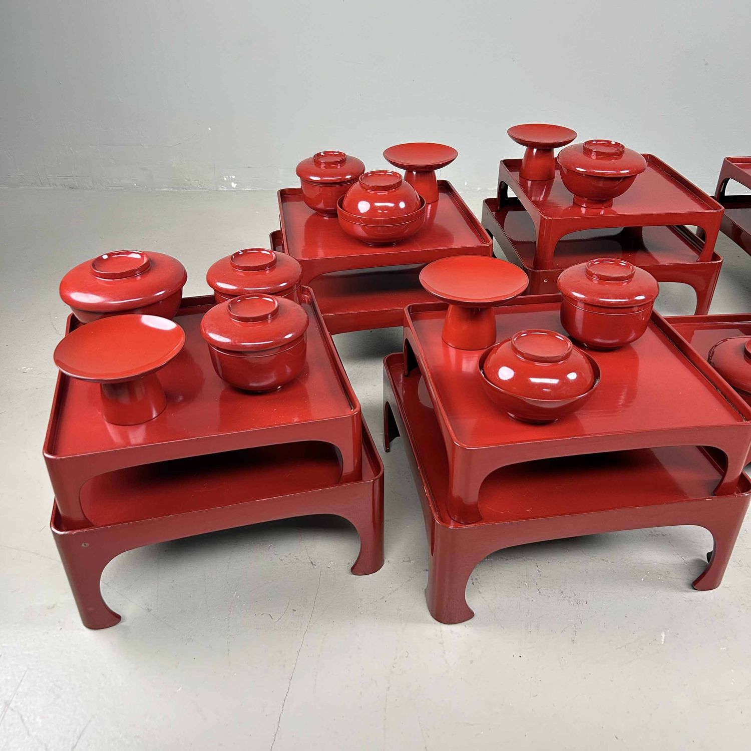 Antieke Ceremoniële Set Urushi Lakwerk, Taishō-periode, Japan.