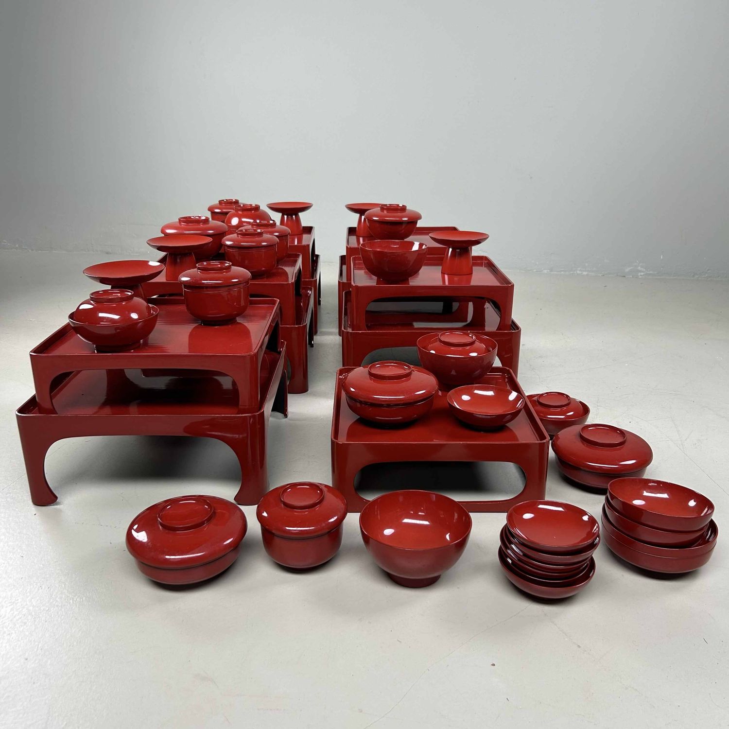 Antieke Ceremoniële Set Urushi Lakwerk, Taishō-periode, Japan.