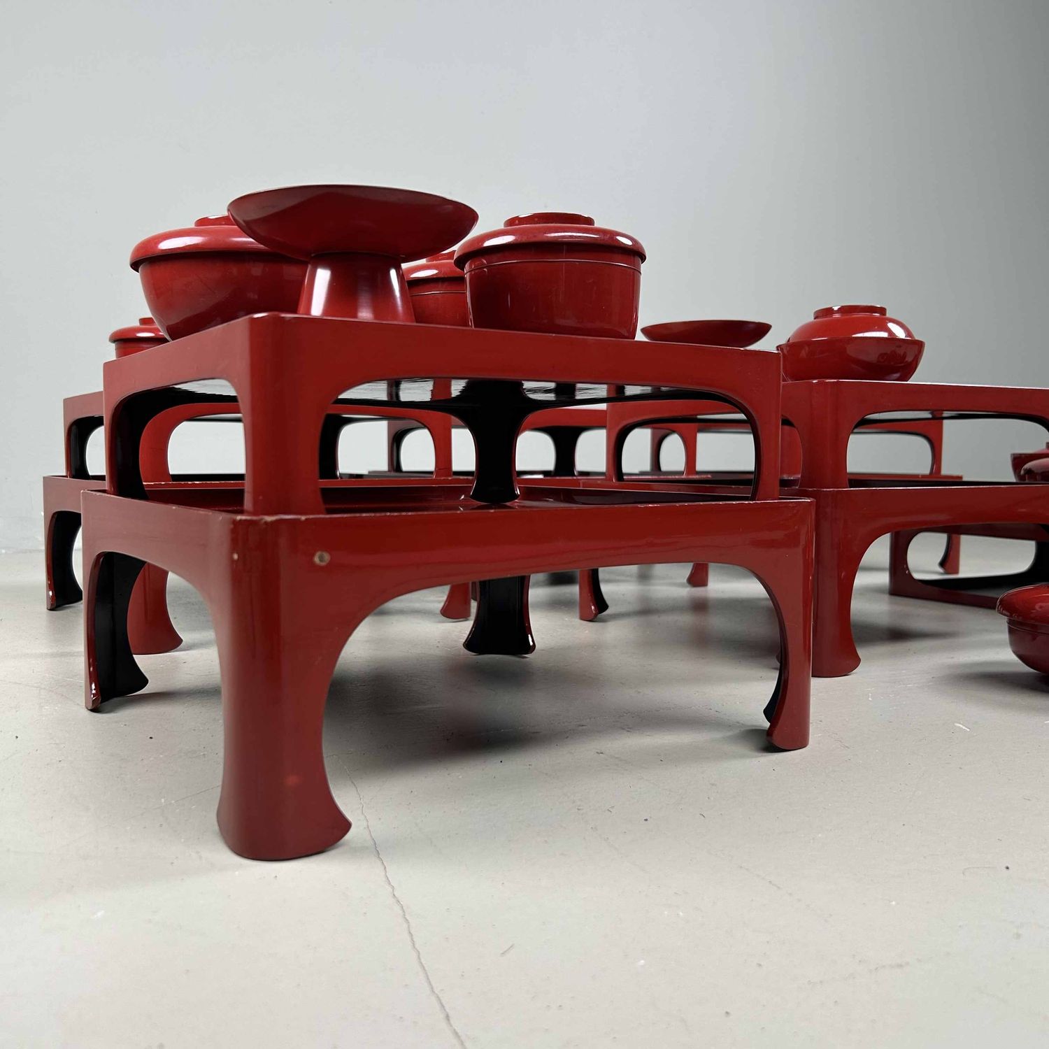 Antieke Ceremoniële Set Urushi Lakwerk, Taishō-periode, Japan.