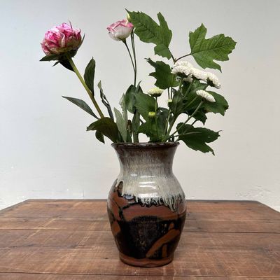 Ikebana Flower Vase, Mashiko Yaki, 1970s, Japan.