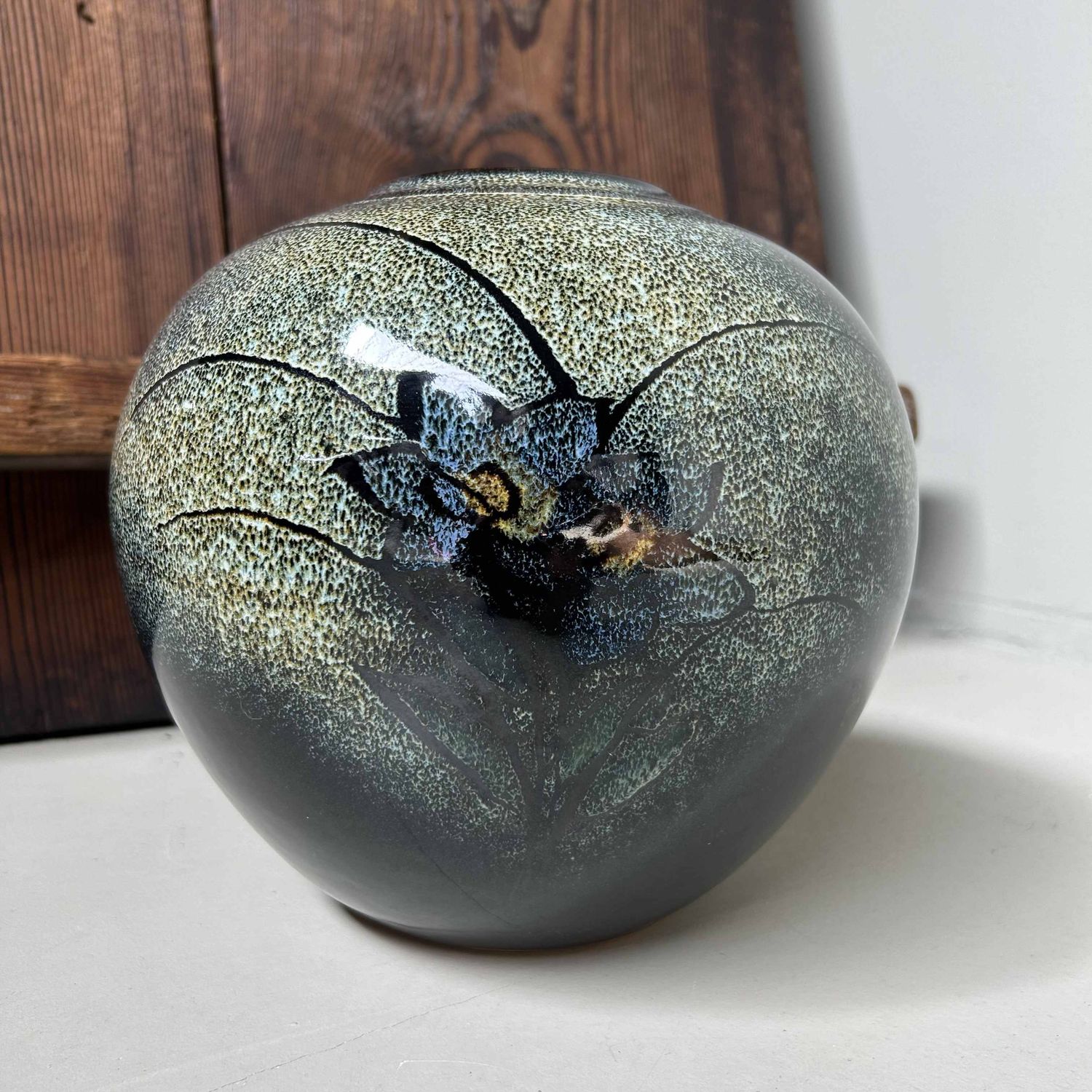 Mid Century Shigaraki Ikebana Bloemenvaas door Kaoru Ohara, Japan.