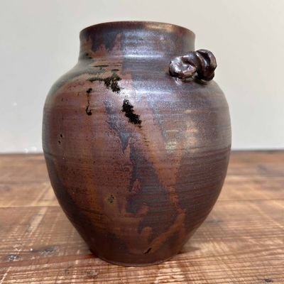 Unieke Ikebana Vaas, Bizen Aardewerk uit Japan.