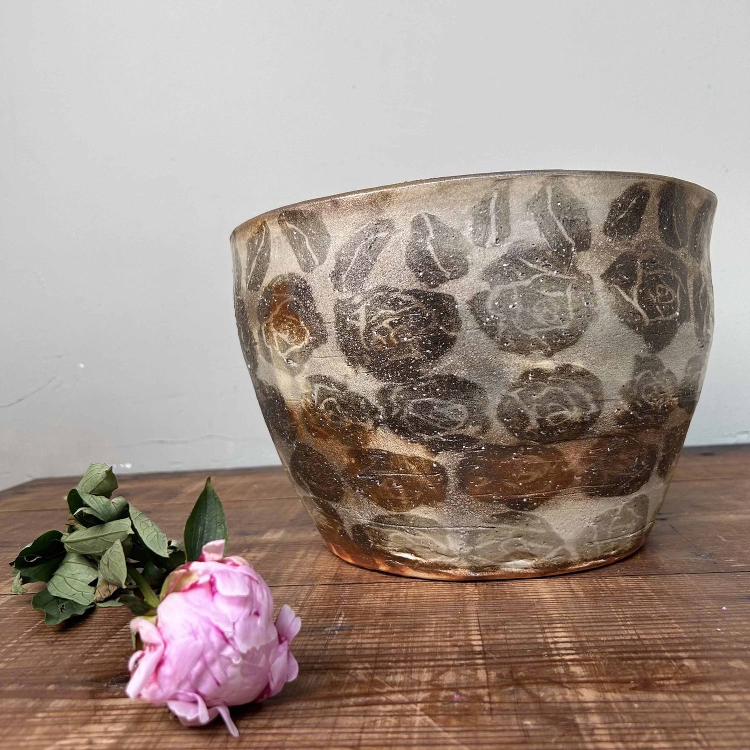 Organic Earthenware Ikebana Plant Stand, Shôwa period.