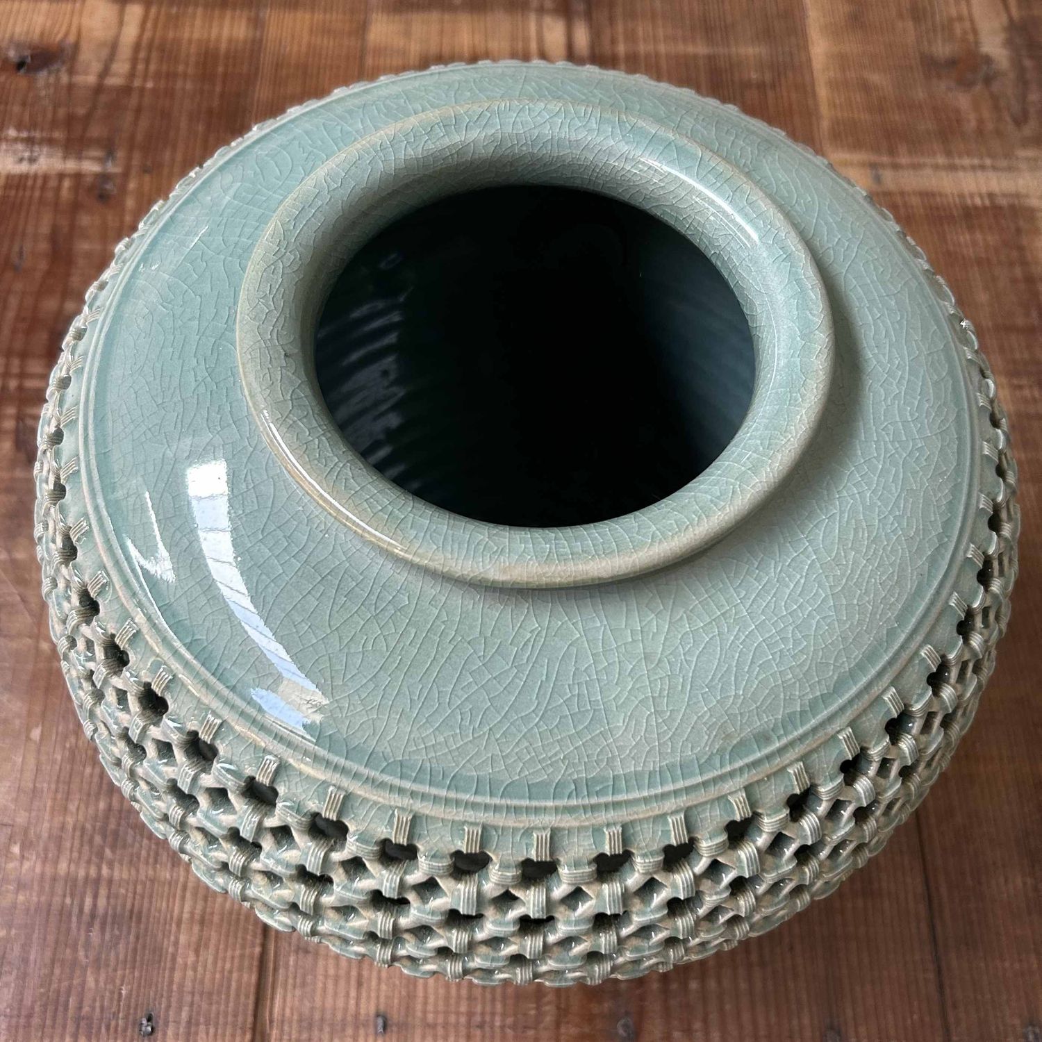 Tsuyoshi Celadon Ikebana Bloemenvaas, Shôwa-periode, Japan.