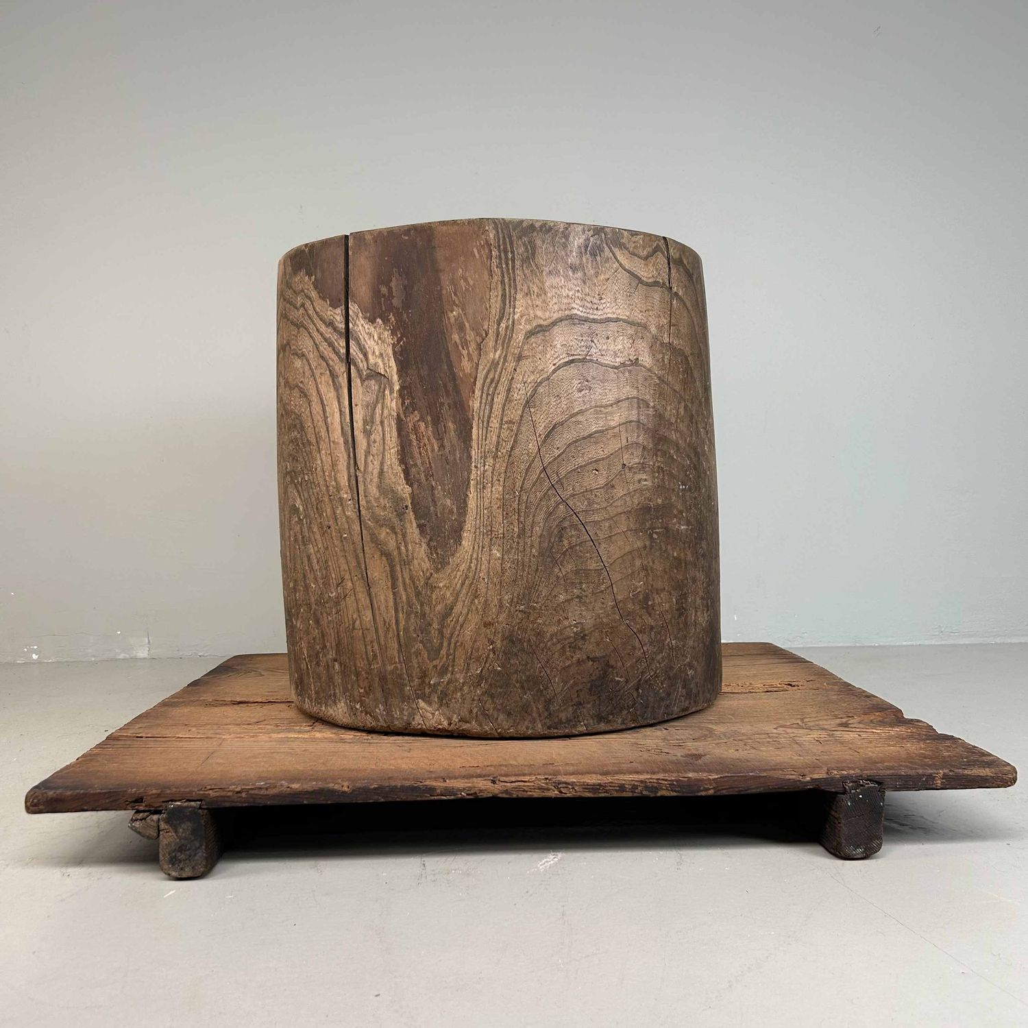 Japanese Mochi-Tsuki Usu, Antique Rice Mortar, late Meiji period.