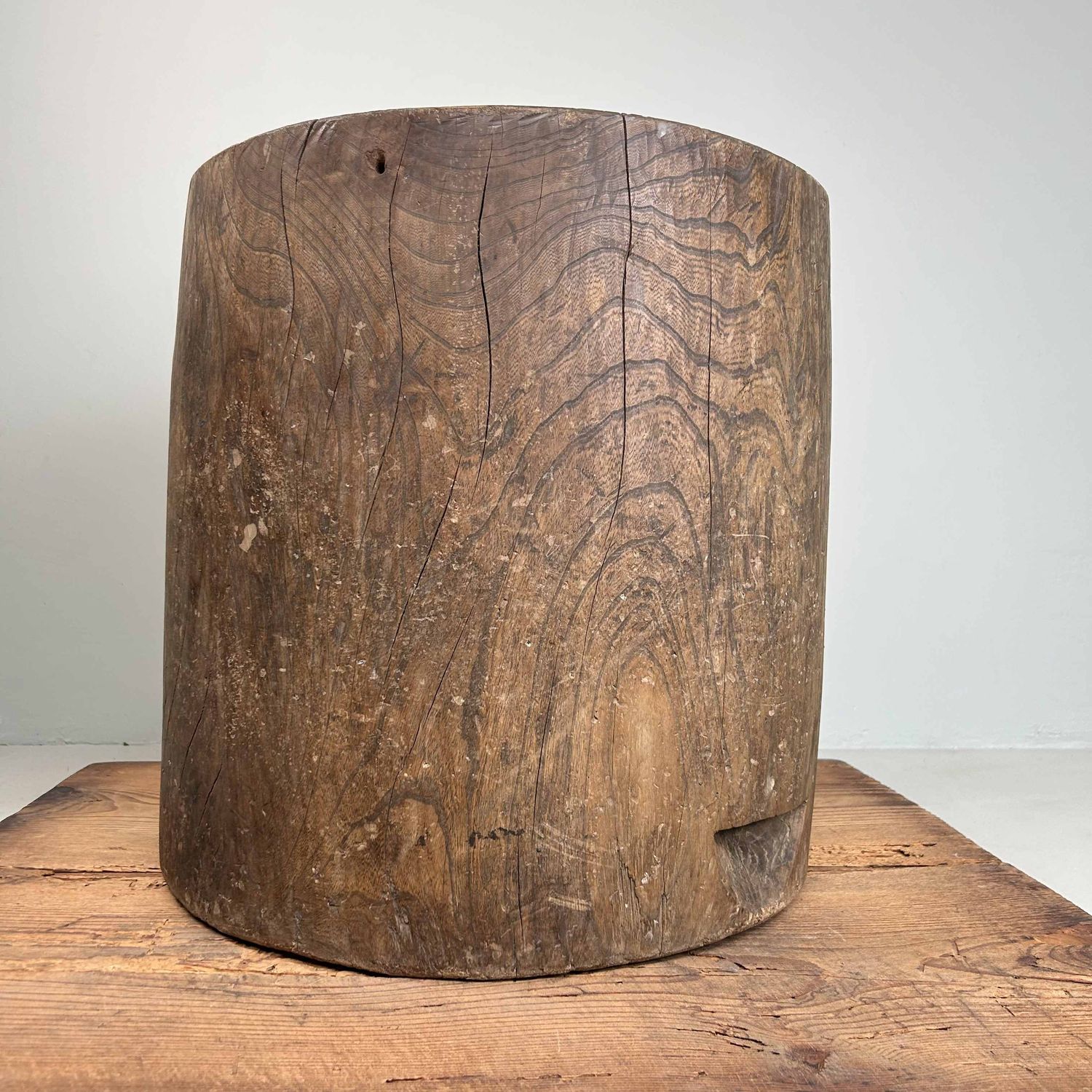 Japanese Mochi-Tsuki Usu, Antique Rice Mortar, late Meiji period.