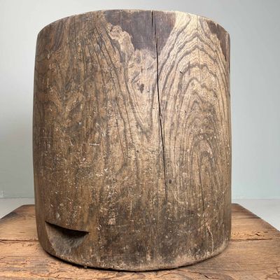 Japanese Mochi-Tsuki Usu, Antique Rice Mortar, late Meiji period.
