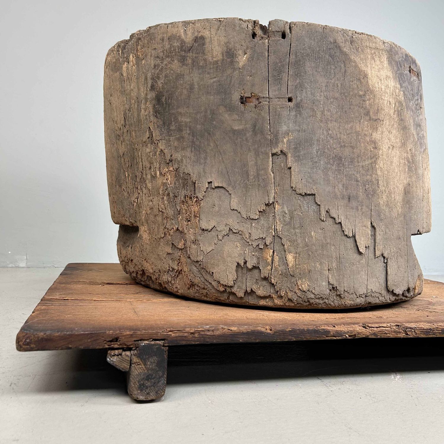 Japanese Mochi-Tsuki Usu, Antique Rice Mortar, late Meiji period.