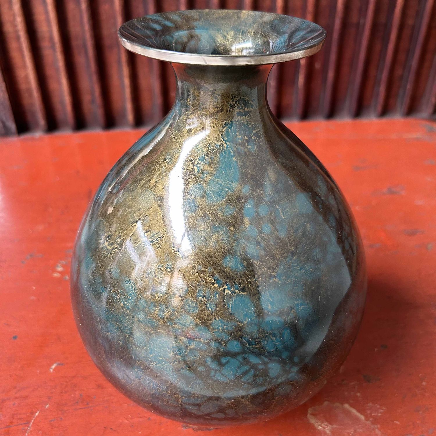 Copper Ikebana Flower Vase Mitsukoshi, Shōwa era, Japan.