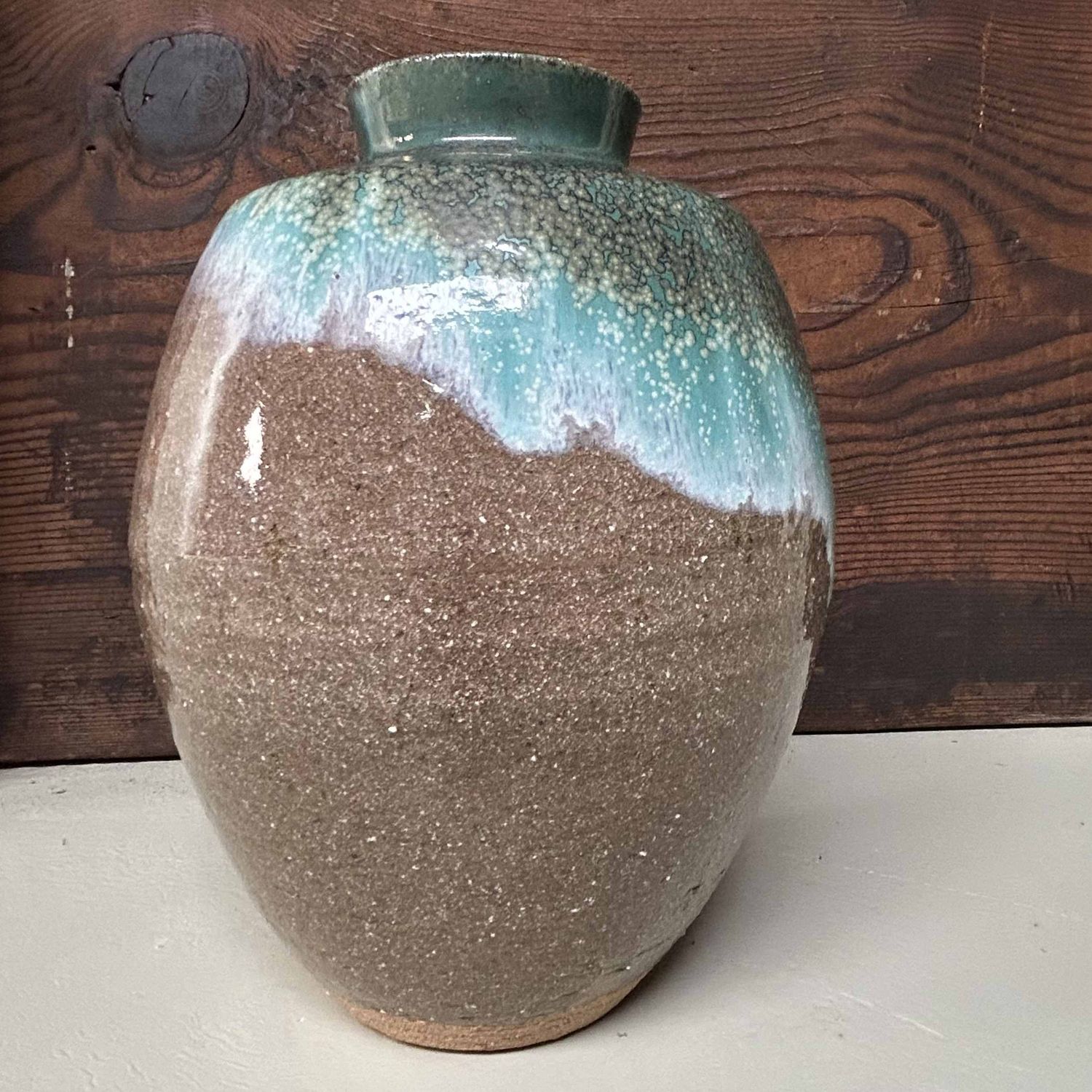 Glazed Ceramic Ikebana Flower Vase, Agano Yaki, Japan. Glazed Ceramic Ikebana Flower Vase, Agano Yaki, Japan.