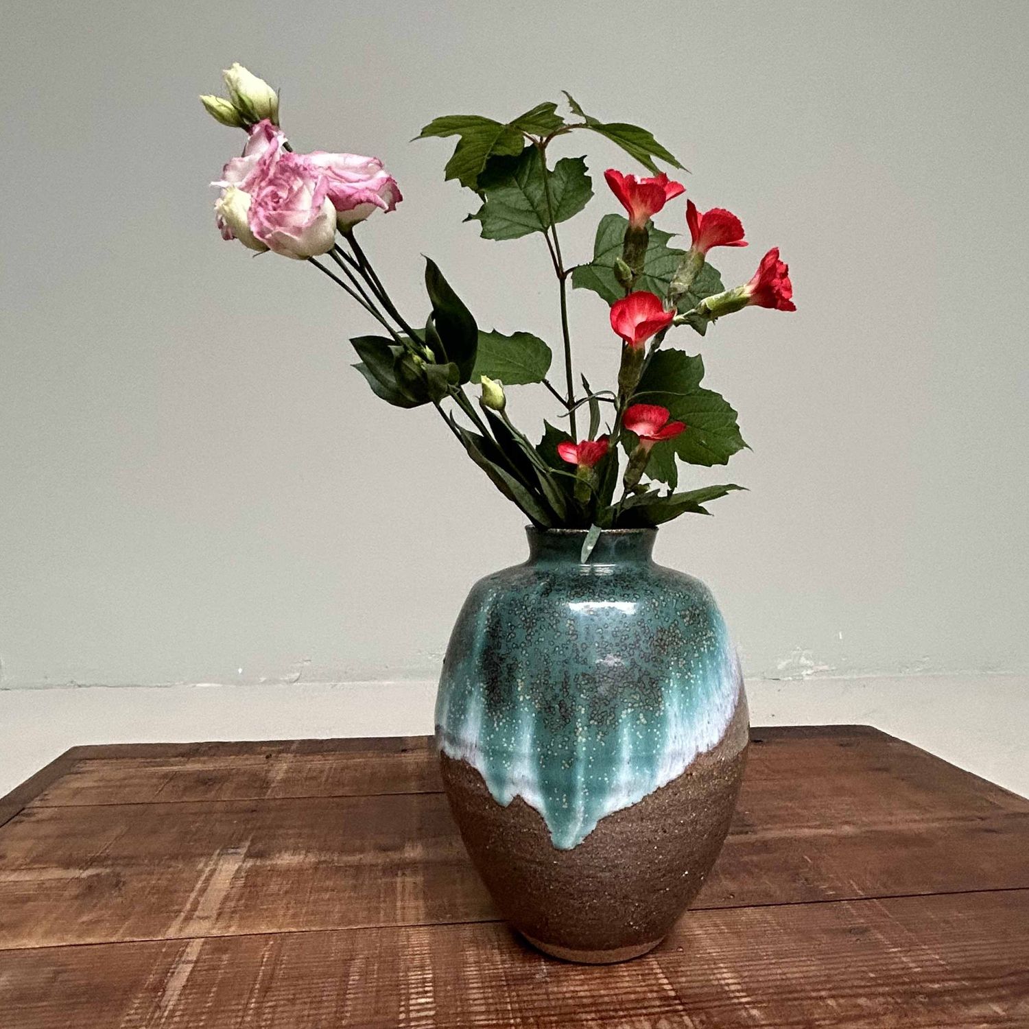 Glazed Ceramic Ikebana Flower Vase, Agano Yaki, Japan. Glazed Ceramic Ikebana Flower Vase, Agano Yaki, Japan.