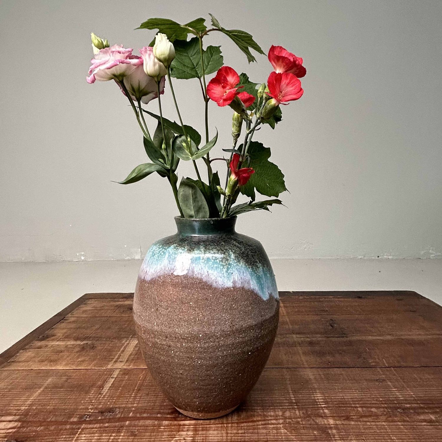 Glazed Ceramic Ikebana Flower Vase, Agano Yaki, Japan. Glazed Ceramic Ikebana Flower Vase, Agano Yaki, Japan.