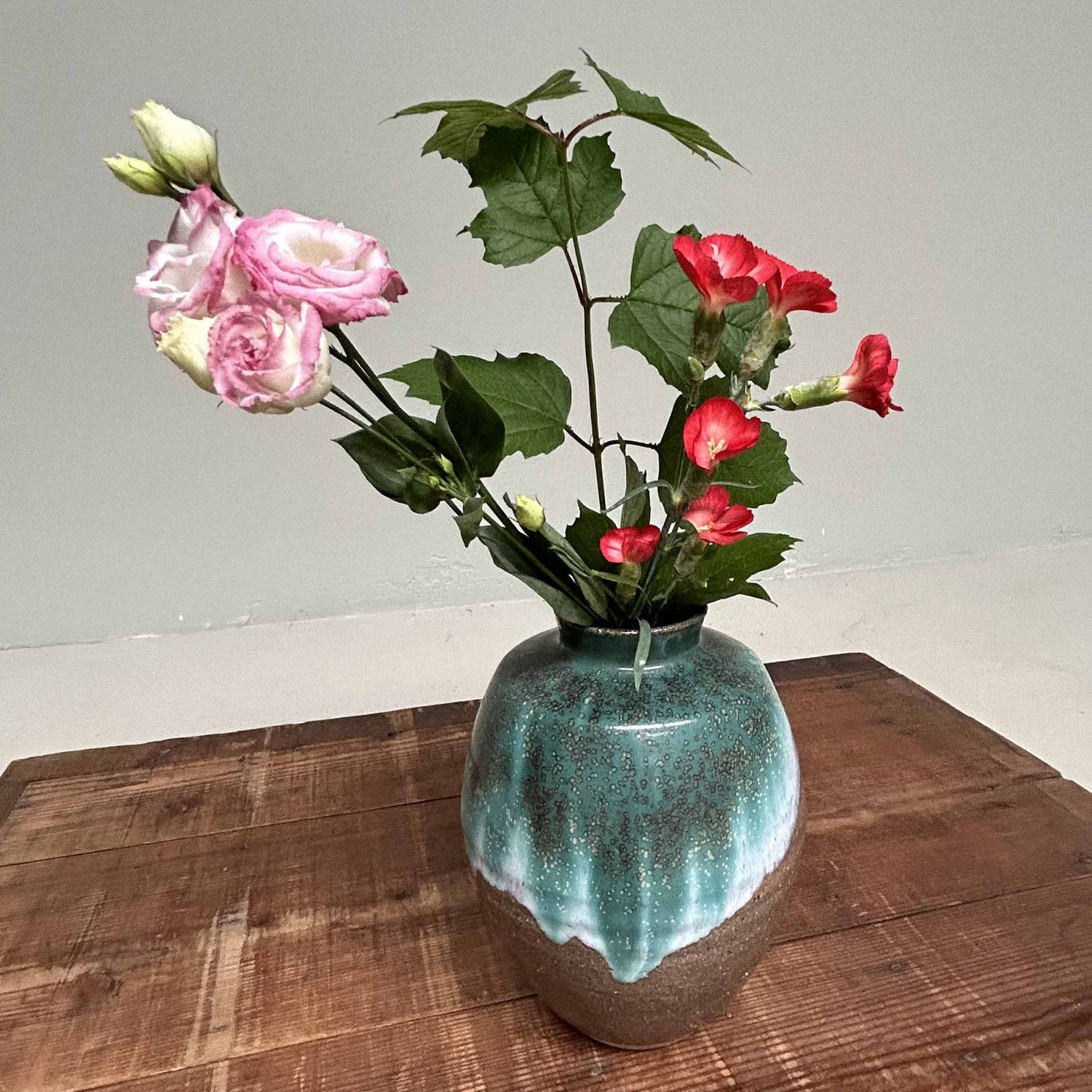 Glazed Ceramic Ikebana Flower Vase, Agano Yaki, Japan. Glazed Ceramic Ikebana Flower Vase, Agano Yaki, Japan.