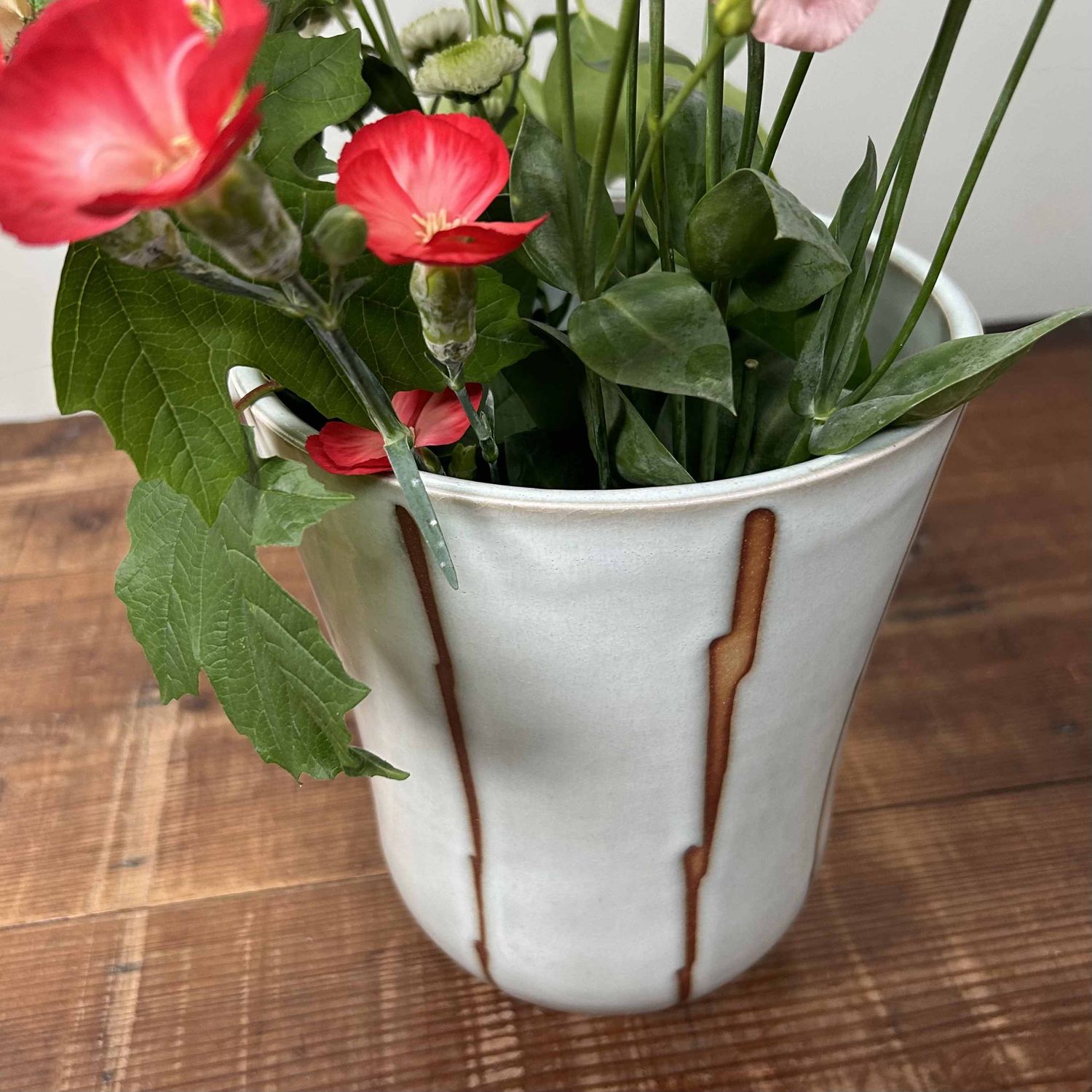 Ceramic Vintage Ikebana Flower Vase, Hagi Ware, Japan.