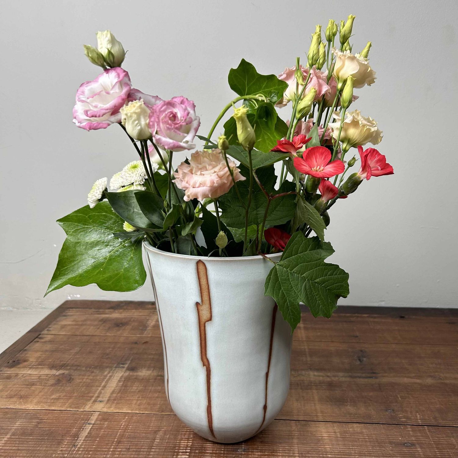 Ceramic Vintage Ikebana Flower Vase, Hagi Ware, Japan.