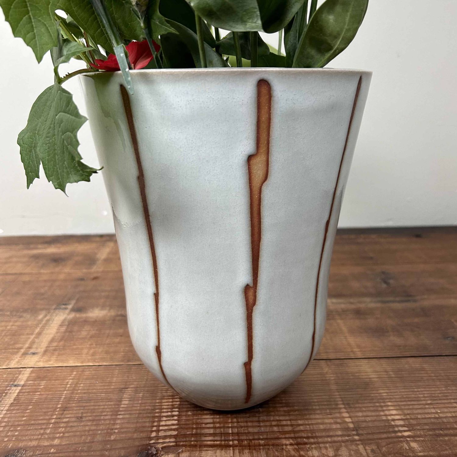 Ceramic Vintage Ikebana Flower Vase, Hagi Ware, Japan.