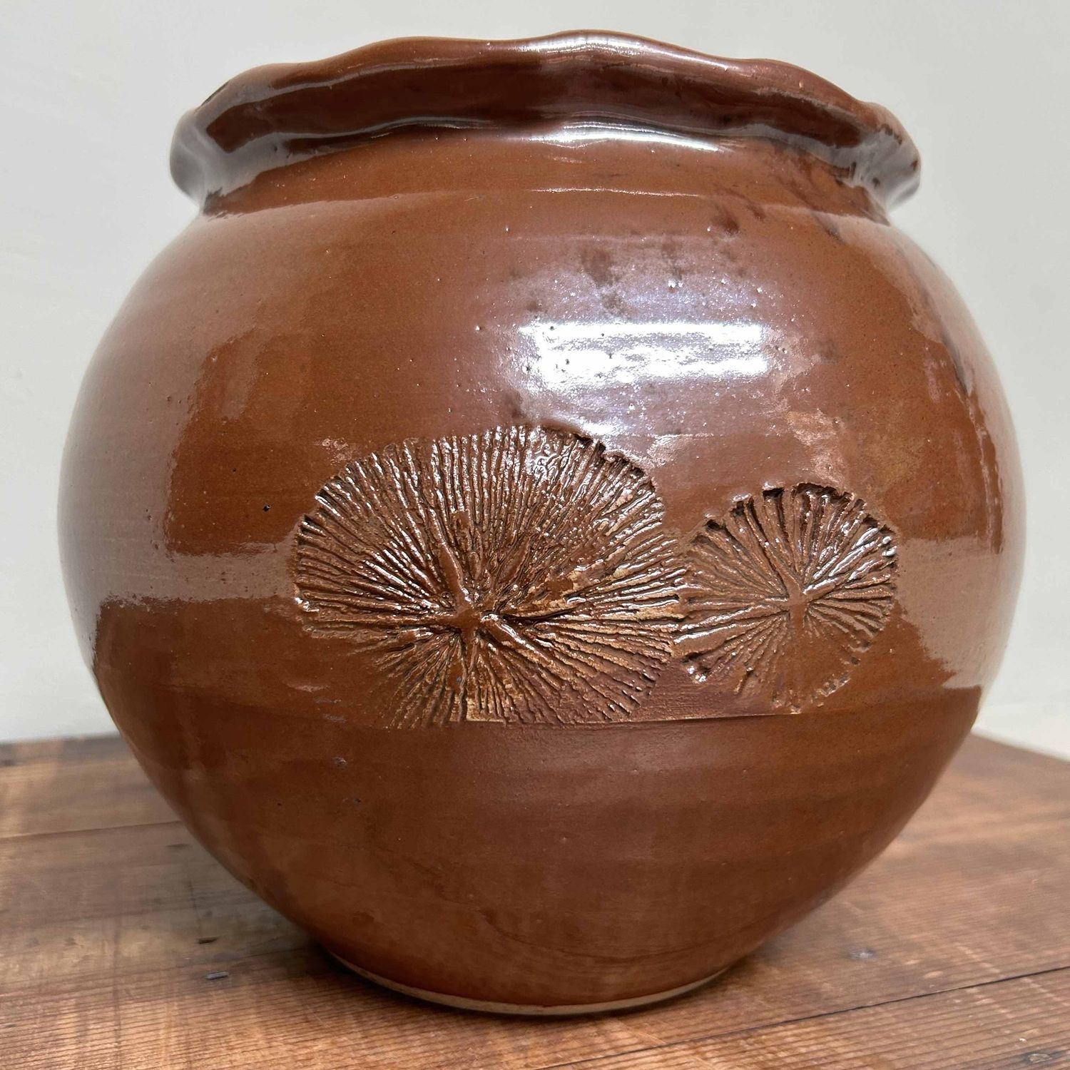 Aardewerken Ikebana Bloemenvaas, Kasama Yaki, Shōwa-periode.