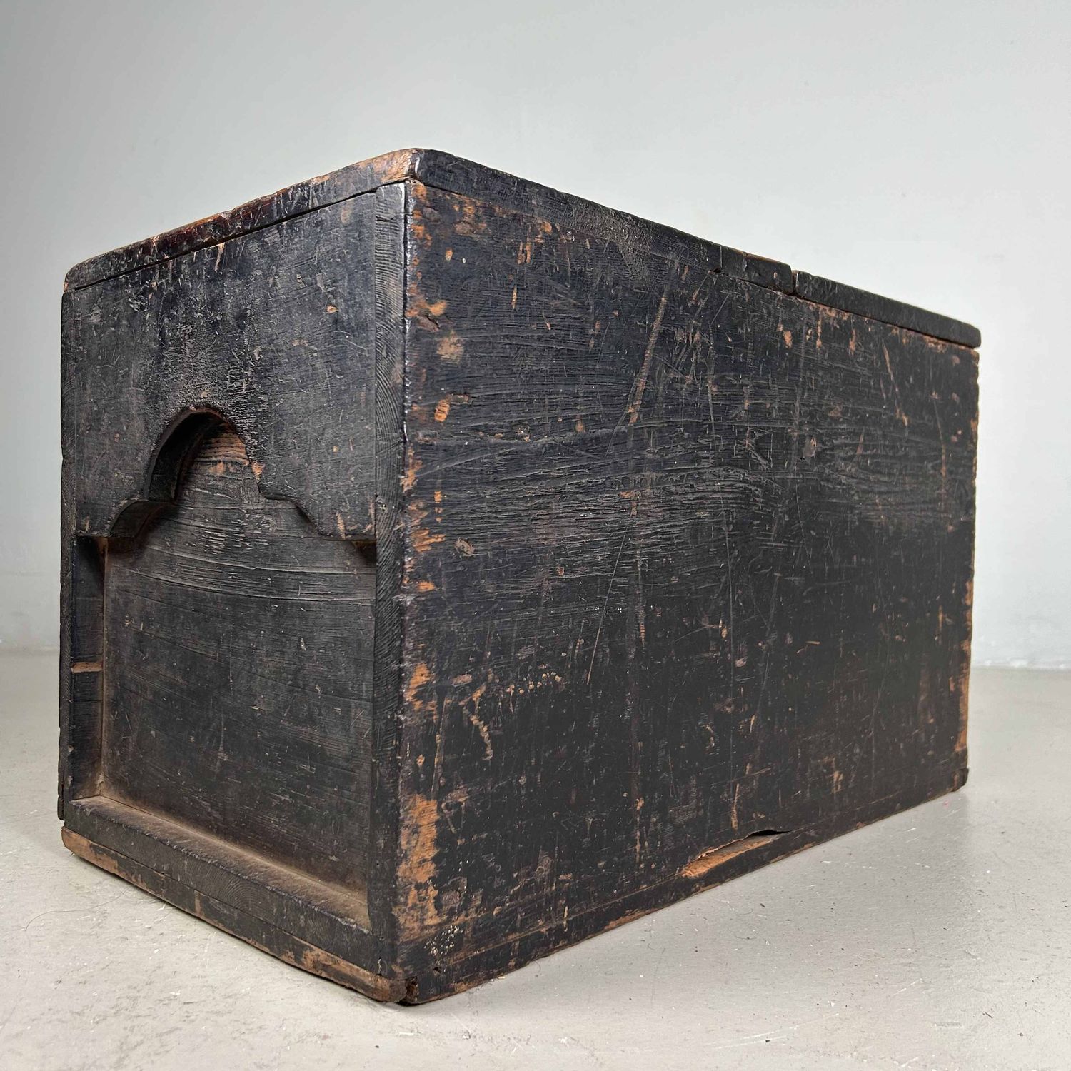 Antique Wooden Zenibako Temple Offering Box, Meiji Period, Japan.