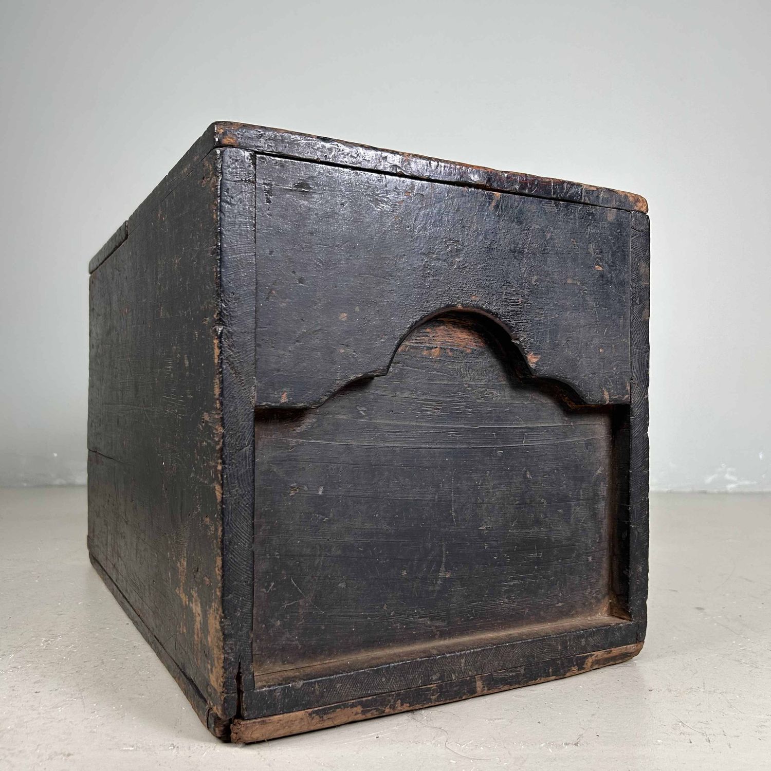 Antique Wooden Zenibako Temple Offering Box, Meiji Period, Japan.