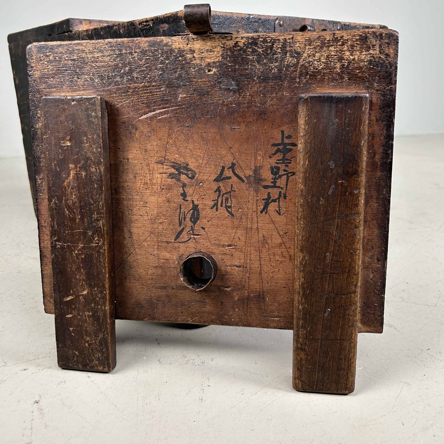 Antique Wooden Zenibako Temple Offering Box, Meiji Period, Japan.