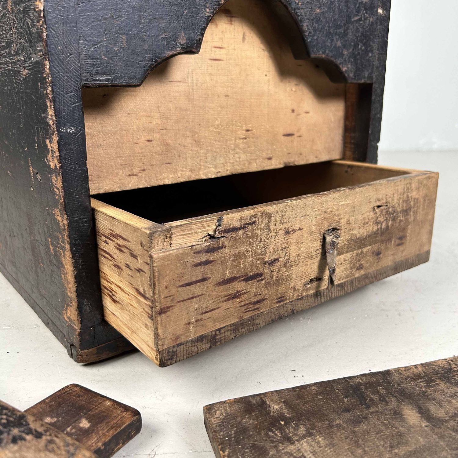 Antique Wooden Zenibako Temple Offering Box, Meiji Period, Japan.