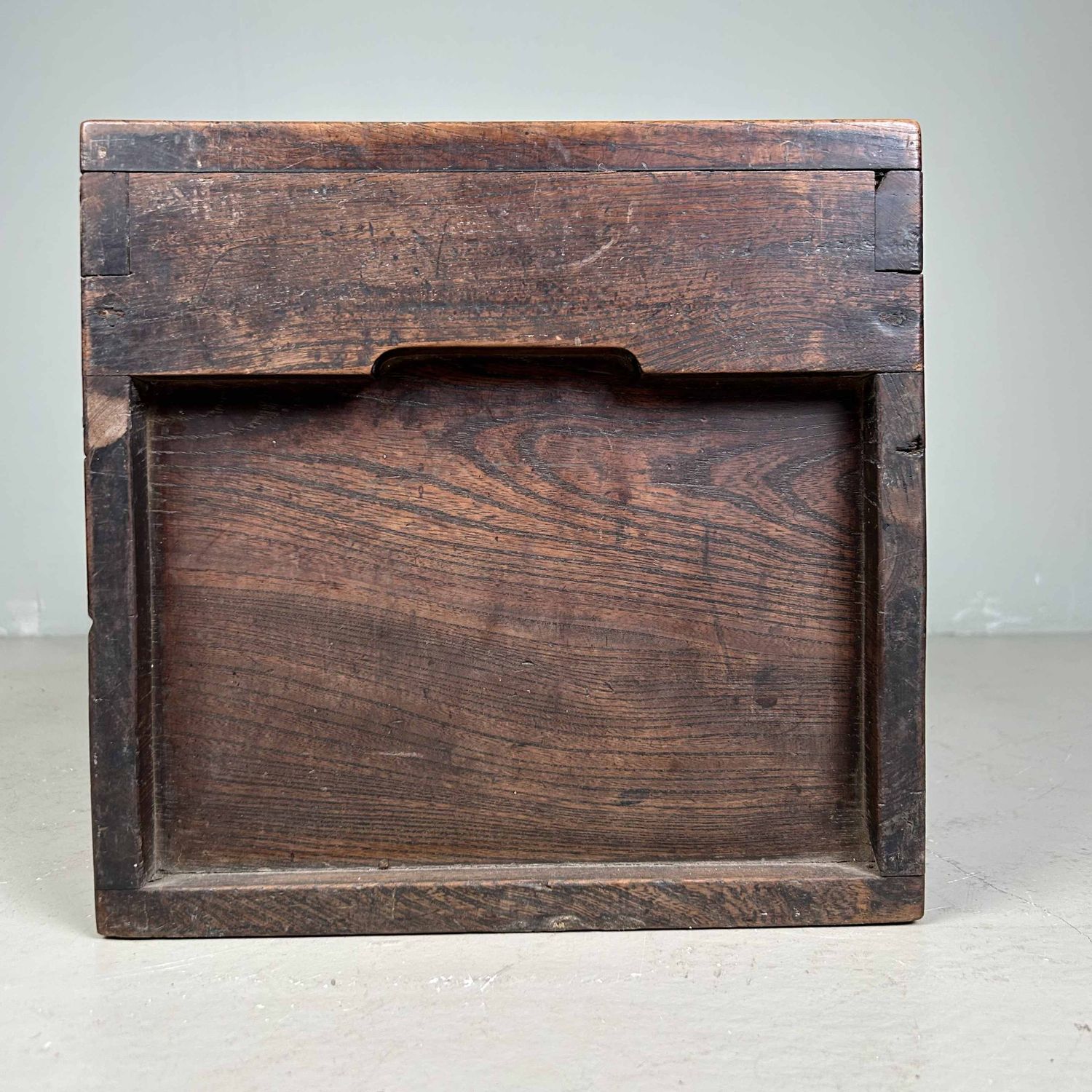 Antique Wooden Zenibako Temple Offering Box, Meiji Period, Japan.