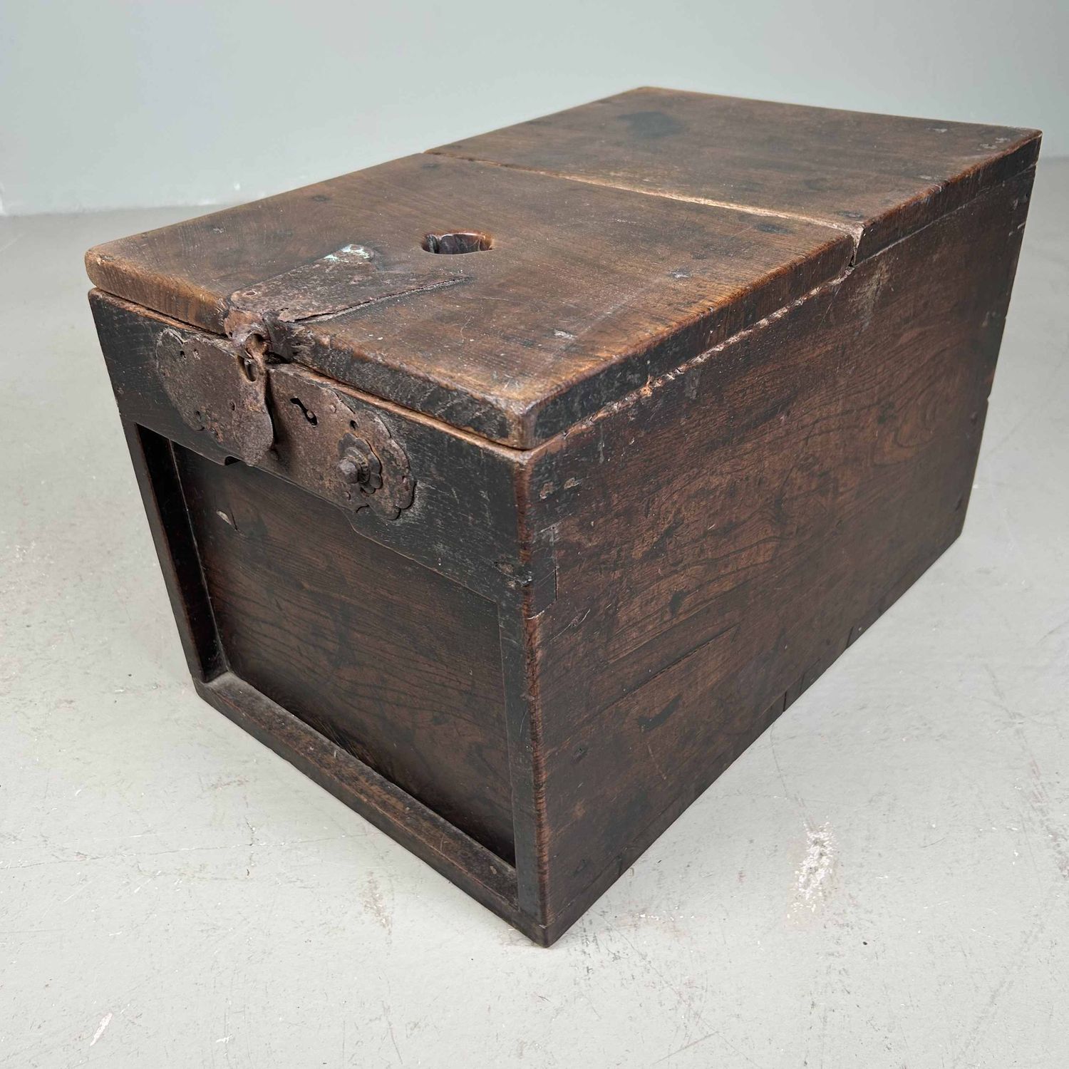 Antique Wooden Zenibako Temple Offering Box, Meiji Period, Japan.