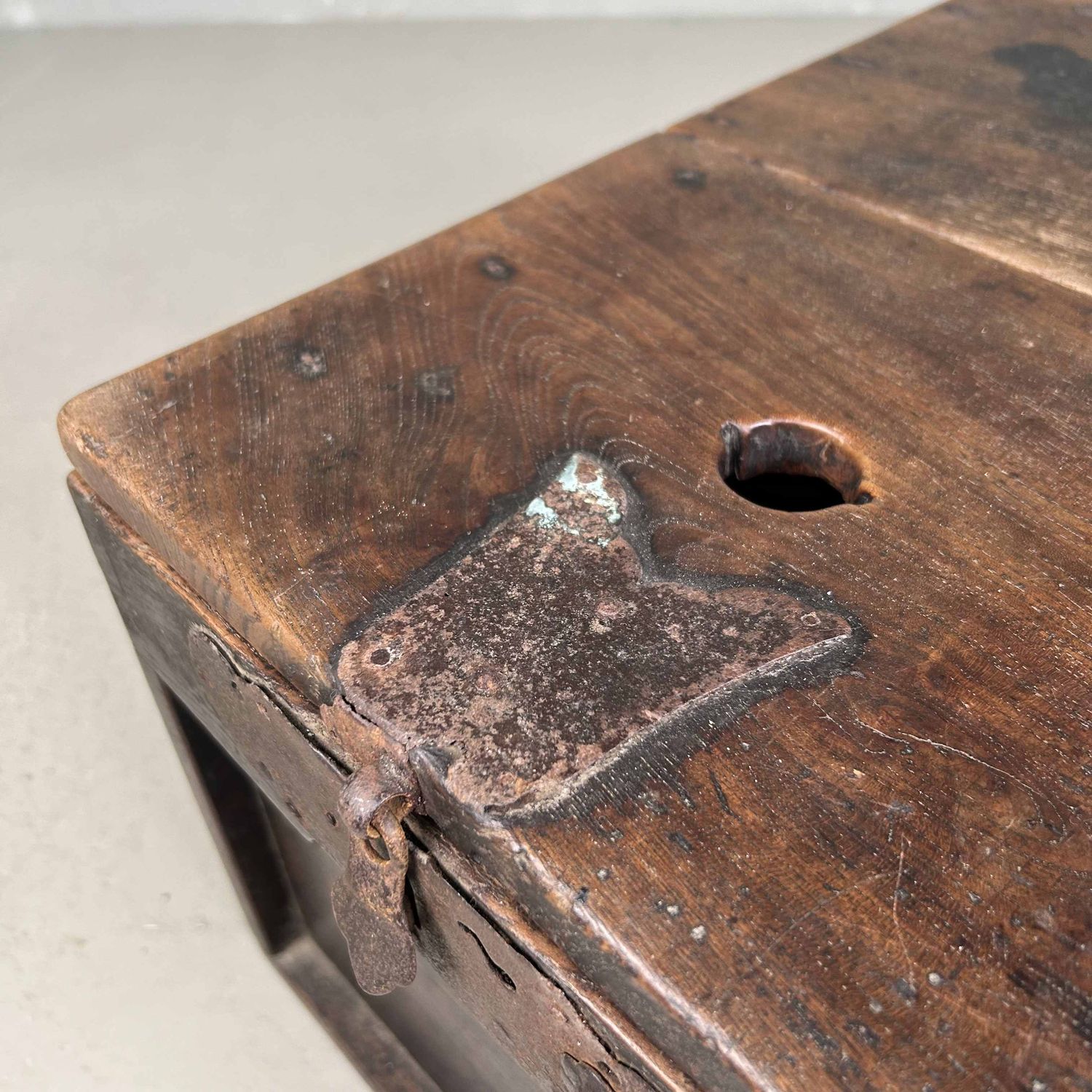 Antique Wooden Zenibako Temple Offering Box, Meiji Period, Japan.