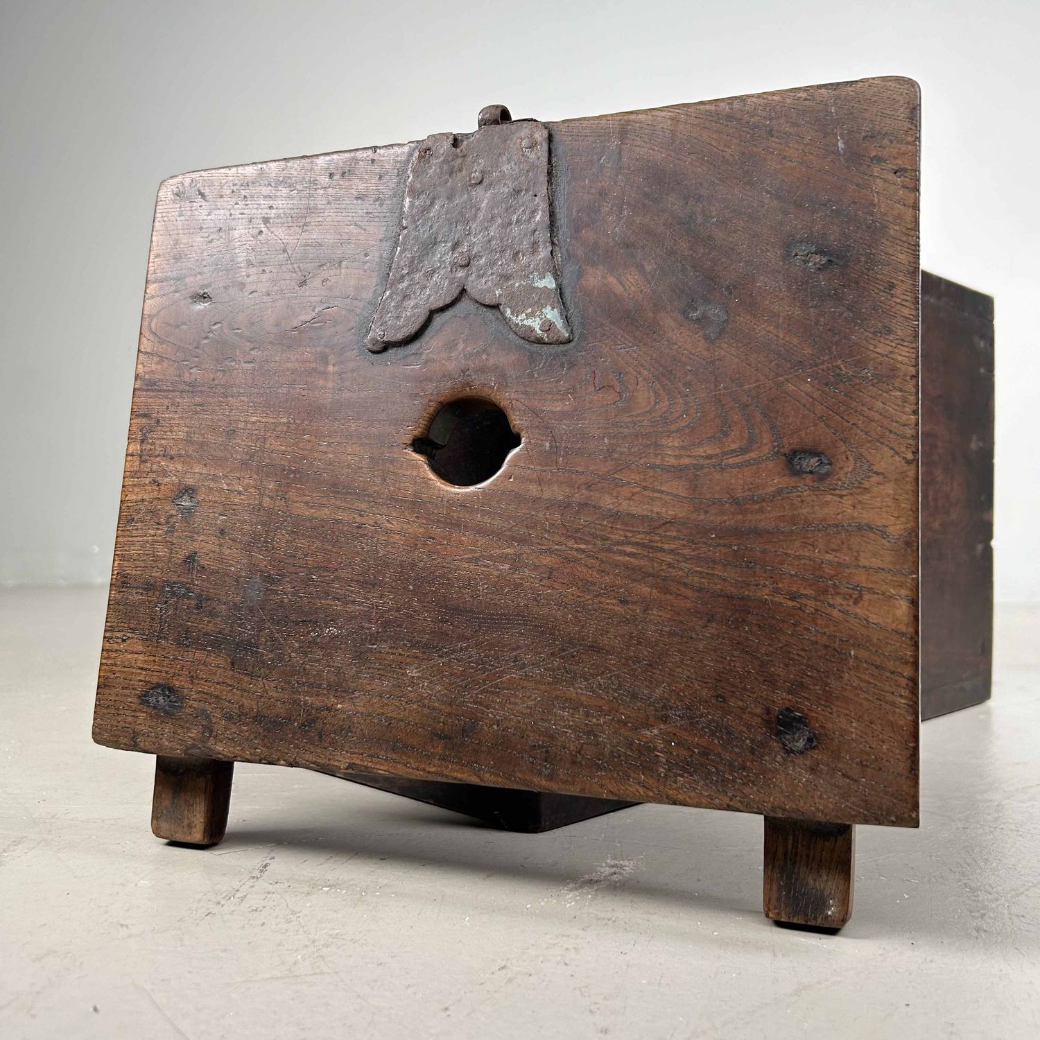 Antique Wooden Zenibako Temple Offering Box, Meiji Period, Japan.