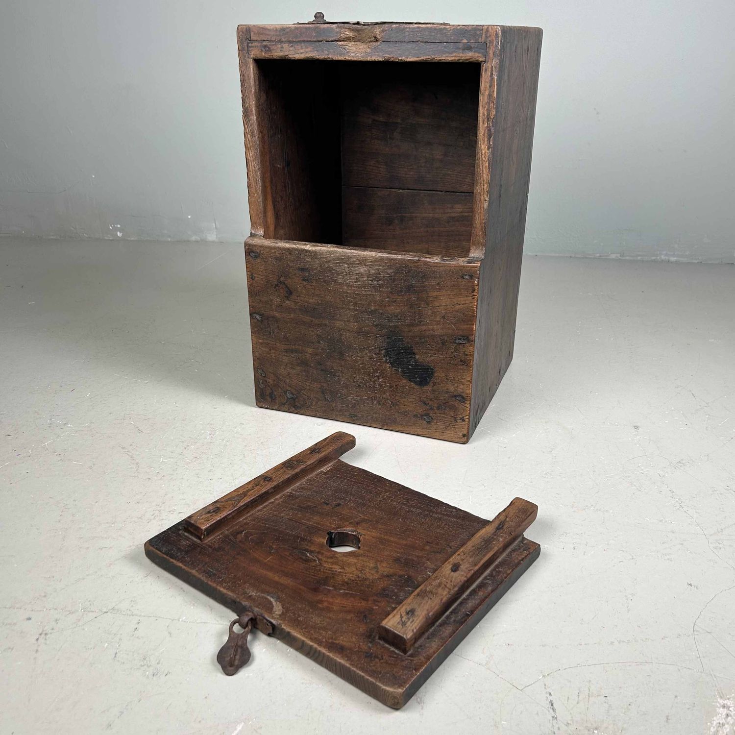 Antique Wooden Zenibako Temple Offering Box, Meiji Period, Japan.