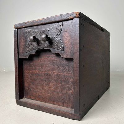 Antieke Houten Zenibako Tempel Offerblok, Meiji-periode, Japan.