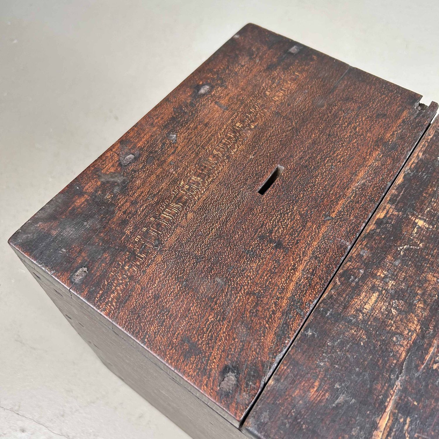 Antique Wooden Zenibako Temple Offering Box, Meiji Period, Japan.
