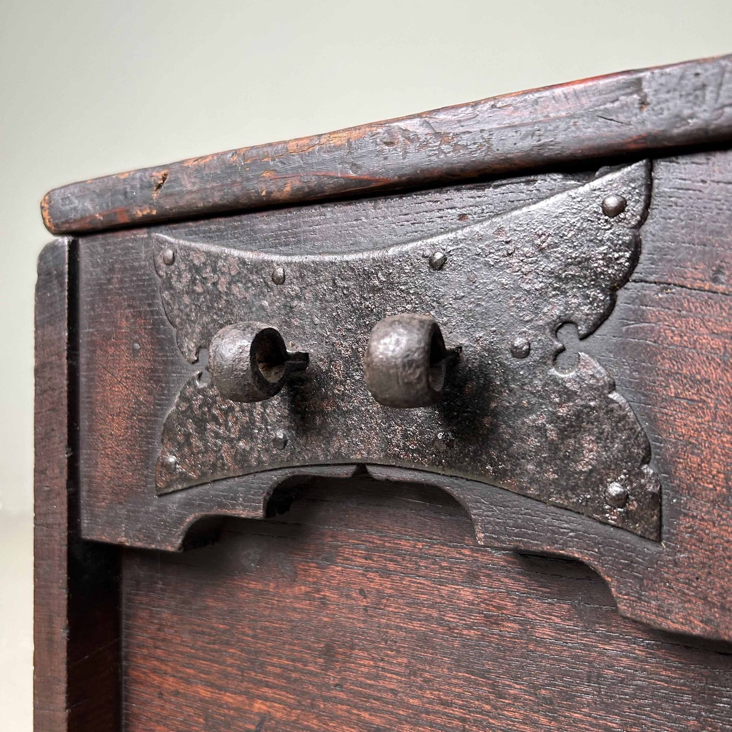 Antique Wooden Zenibako Temple Offering Box, Meiji Period, Japan.