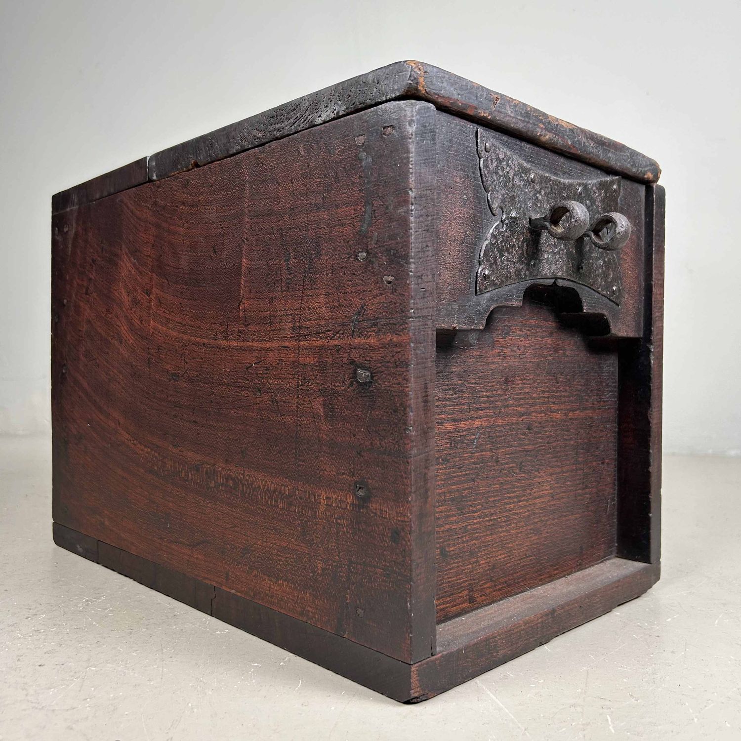 Antique Wooden Zenibako Temple Offering Box, Meiji Period, Japan.