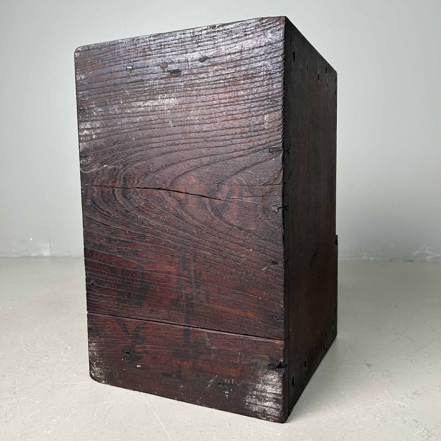 Antique Wooden Zenibako Temple Offering Box, Meiji Period, Japan.