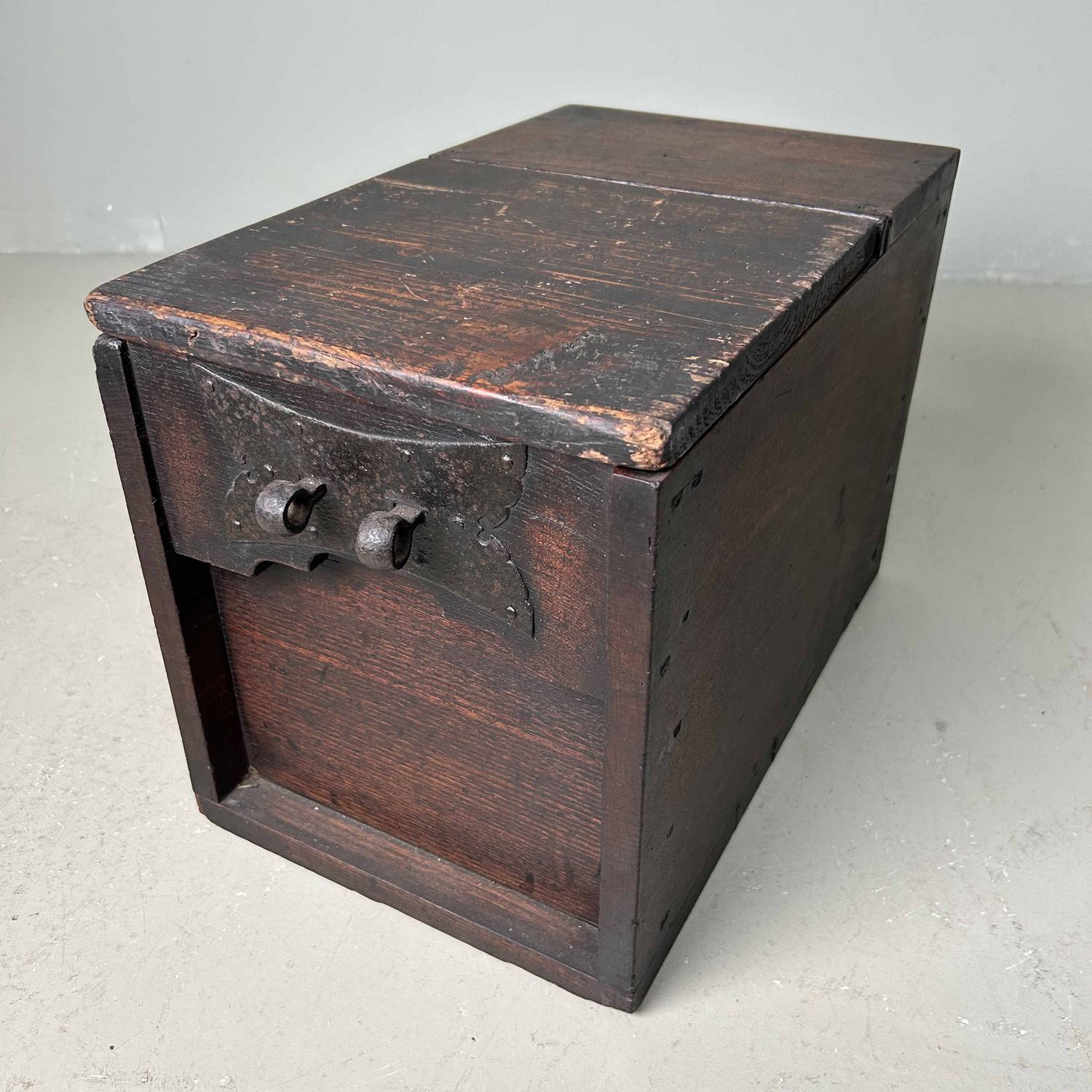 Antique Wooden Zenibako Temple Offering Box, Meiji Period, Japan.