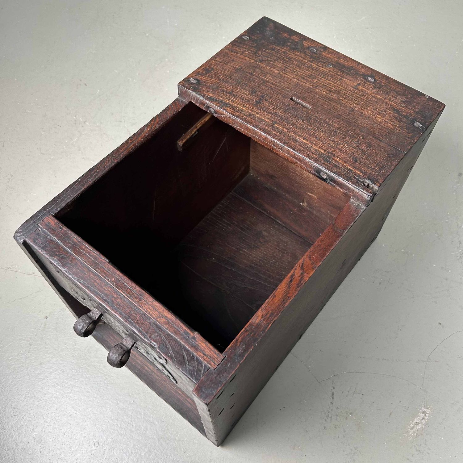 Antique Wooden Zenibako Temple Offering Box, Meiji Period, Japan.