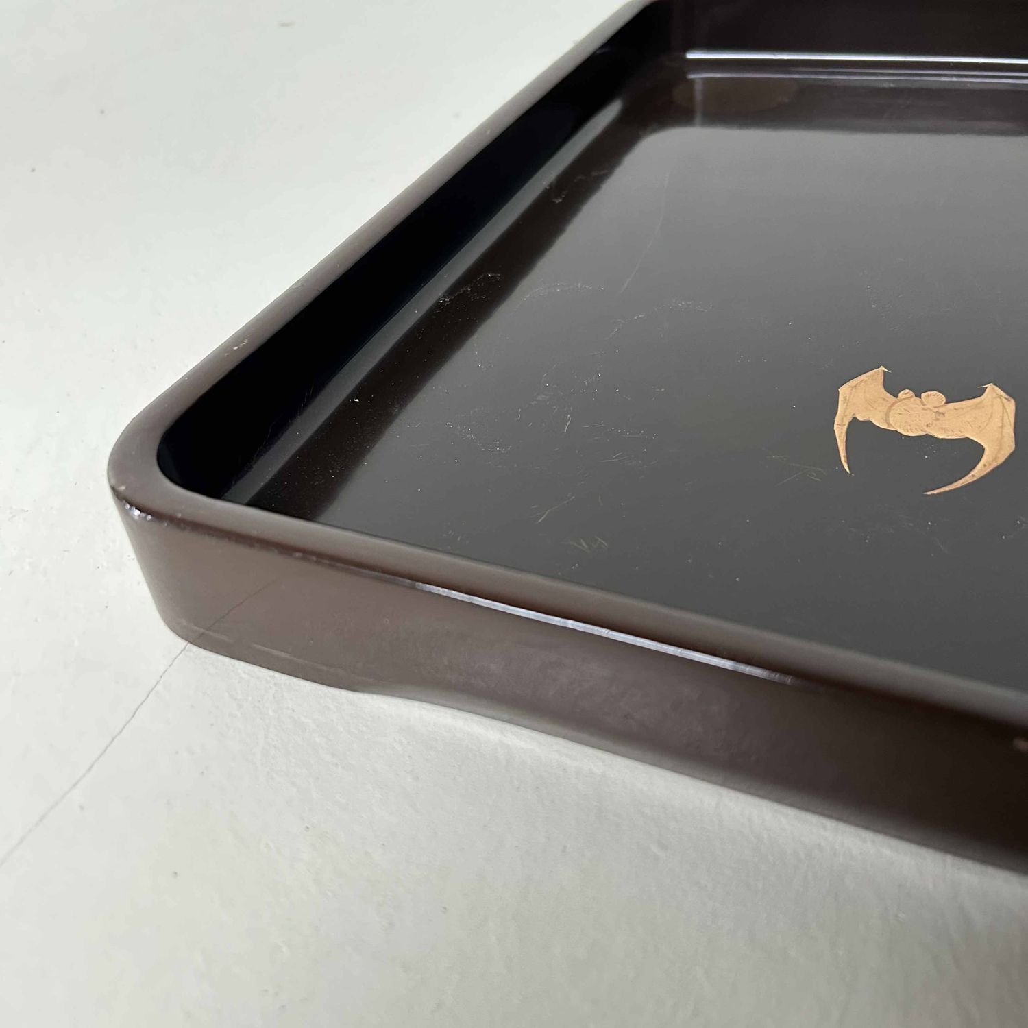 Urushi Lacquerware 'Bat & Moon' Tray, Meiji period, Japan.