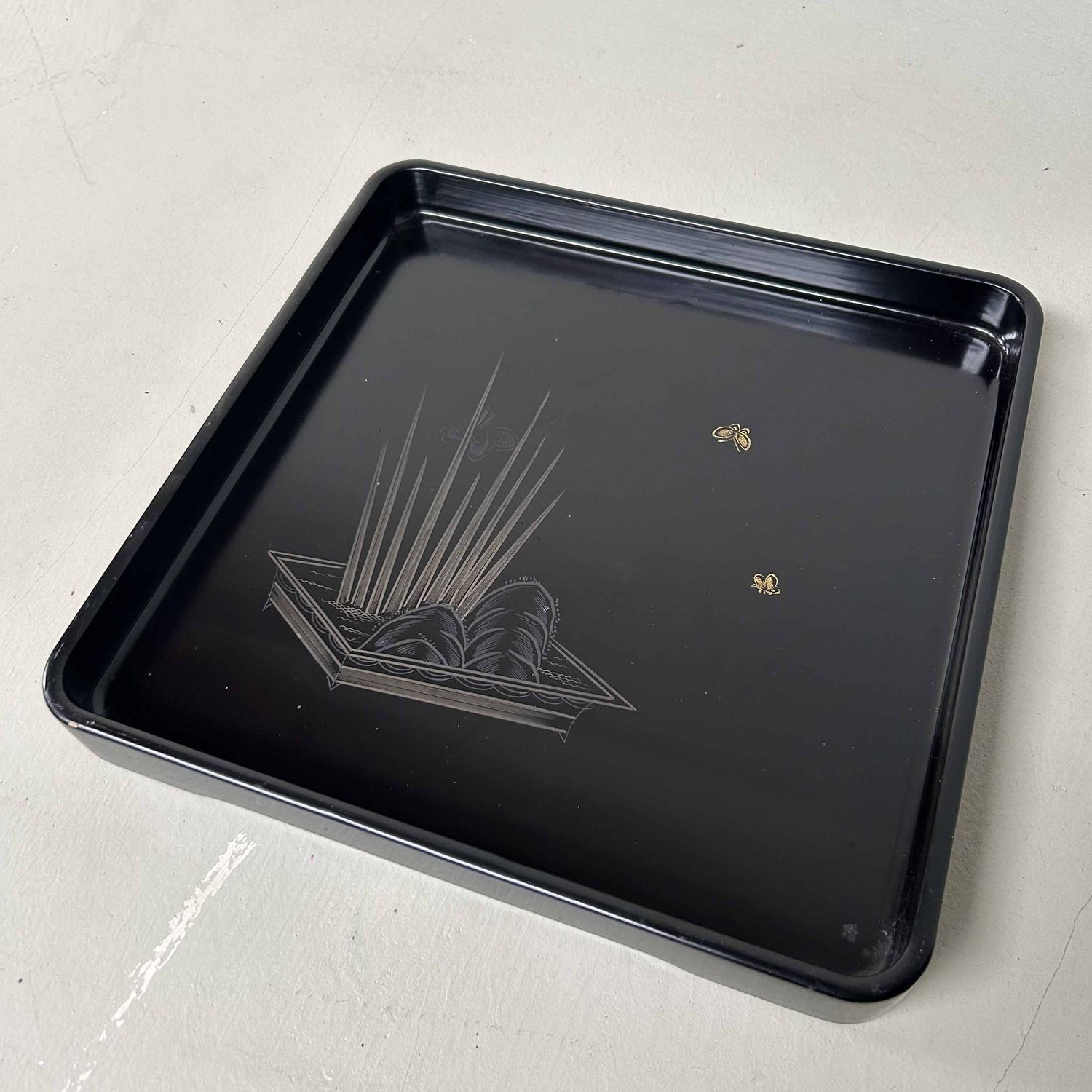 Urushi Lakwerk 'Ikebana' Dienblad, Meiji-periode, Japan.