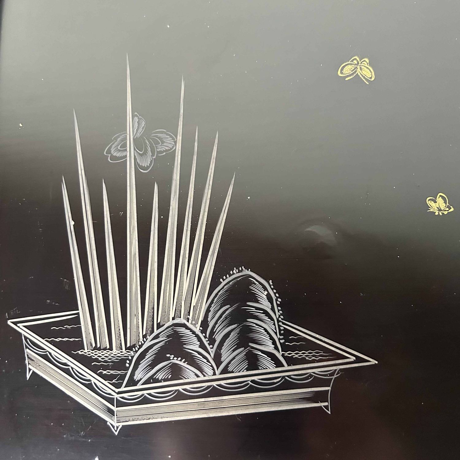 Urushi Lakwerk 'Ikebana' Dienblad, Meiji-periode, Japan.